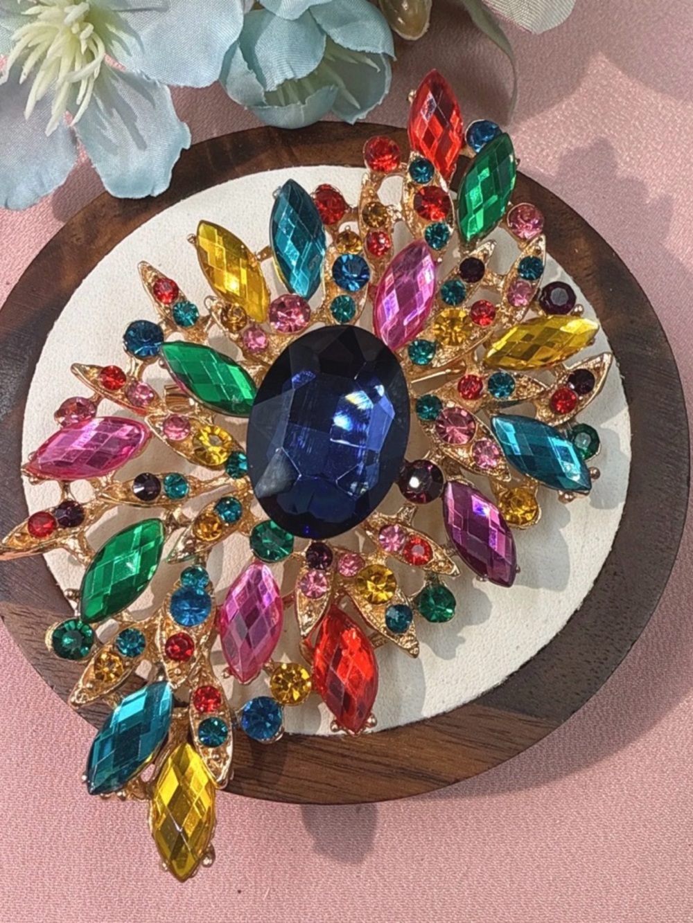 4.25” x2.5” Multicolor Crystal Statement Brooch